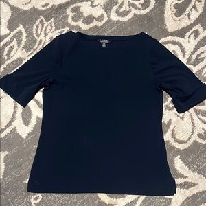 Ralph Lauren Blue Label Blue Fitted Short Sleeve T-Shirt cuffed sleeves like new